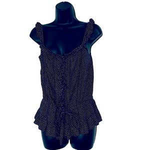 Juicy Couture Polka Dot Popover Puff Sleeve Blouse Ruffle Pirate Top